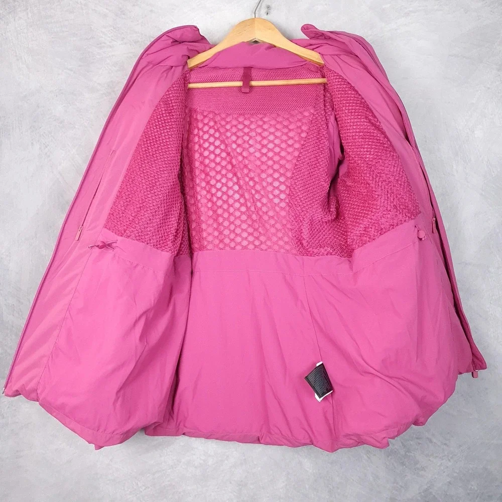 Lululemon Down Puffer Jacket Womens 8 Pink Hooded Sleet Street Coat Full Zip